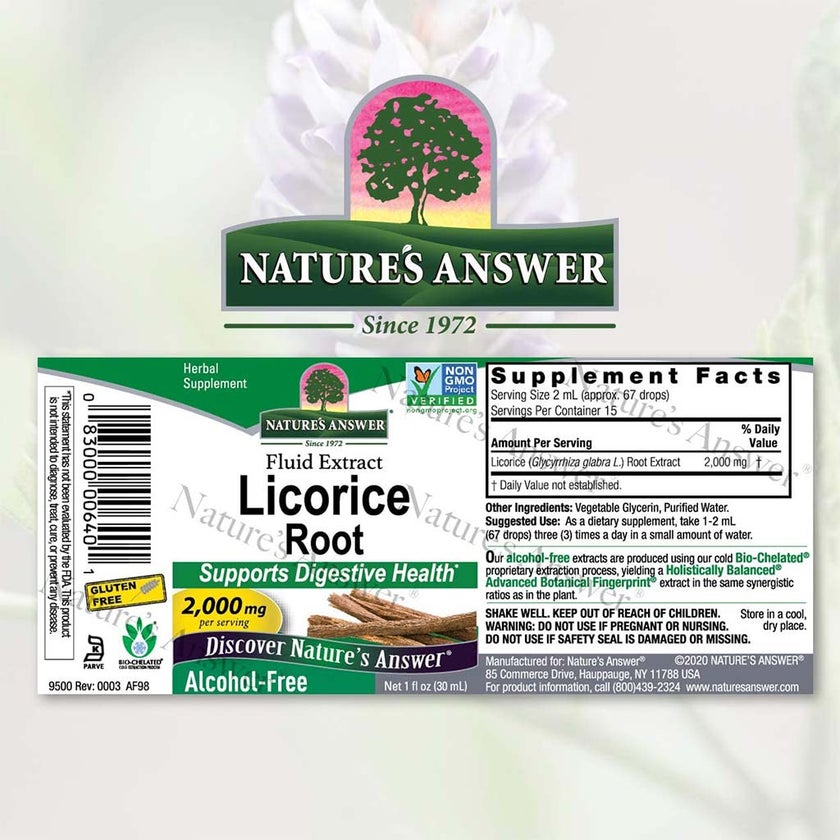 Nature's Answer Licorice Root 2000mg Fluid Extract Drops For Digestive Health, 30ml