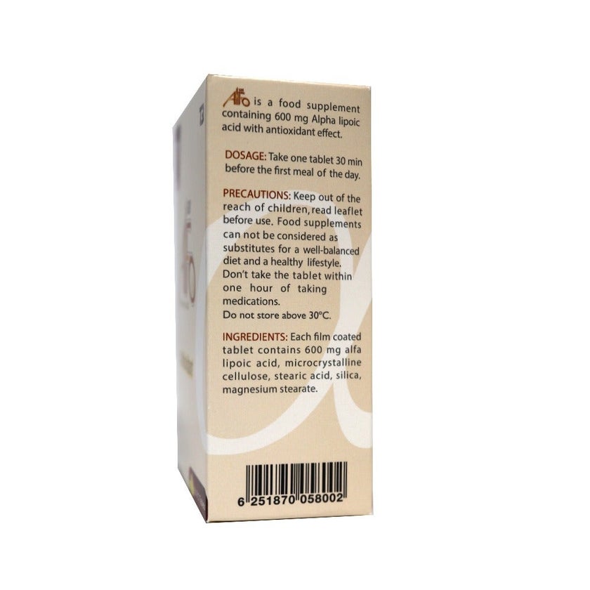 Alfo Alpha Lipoic Acid 600mg Tablets For Antioxidant Support, Pack of 30's
