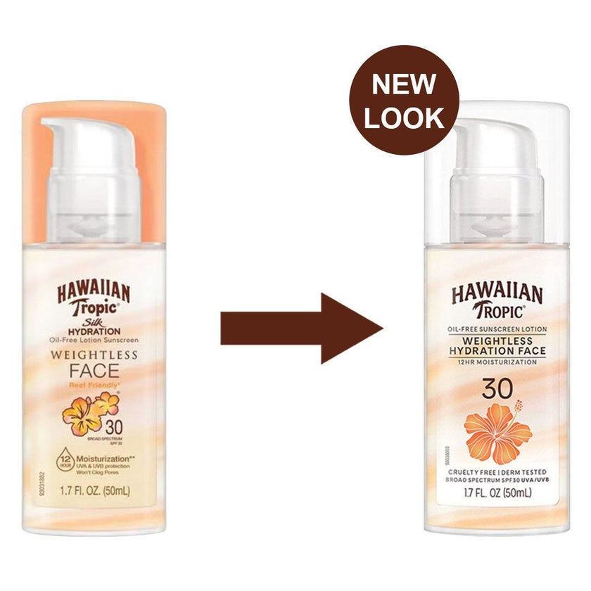 Hawaiian Tropic Silk Hydration Weightless Oil-Free Face Sunscreen Lotion SPF 30, 50ml