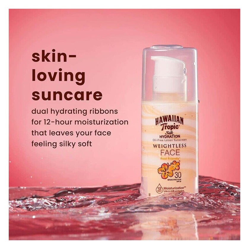 Hawaiian Tropic Silk Hydration Weightless Oil-Free Face Sunscreen Lotion SPF 30, 50ml