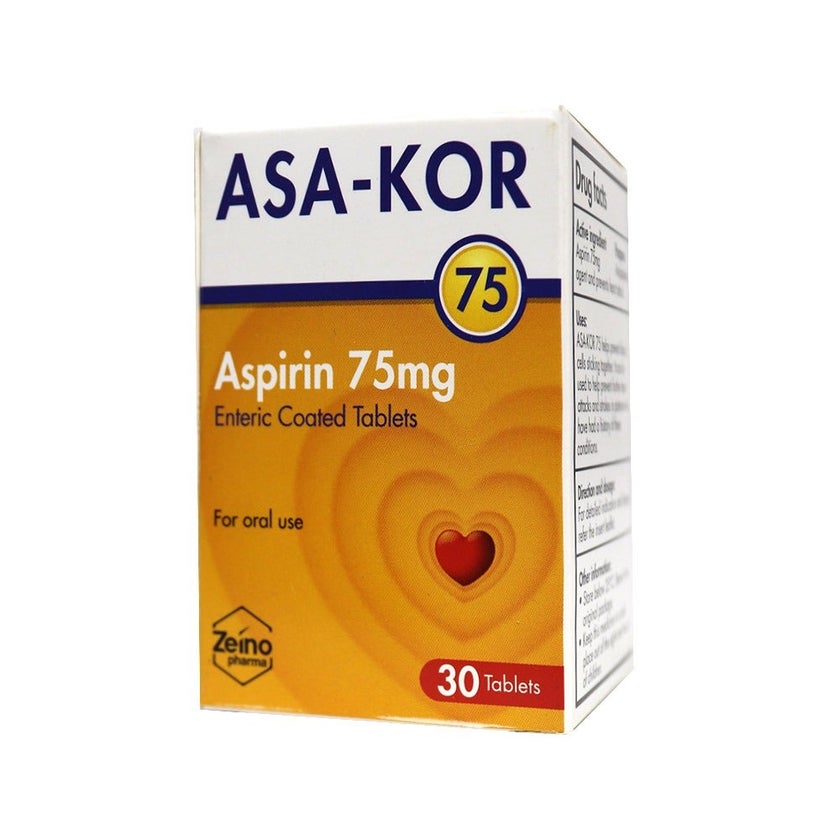 Zeino Pharma Asa-Kor 75mg Enteric Coated Tablets, Pack of 30's