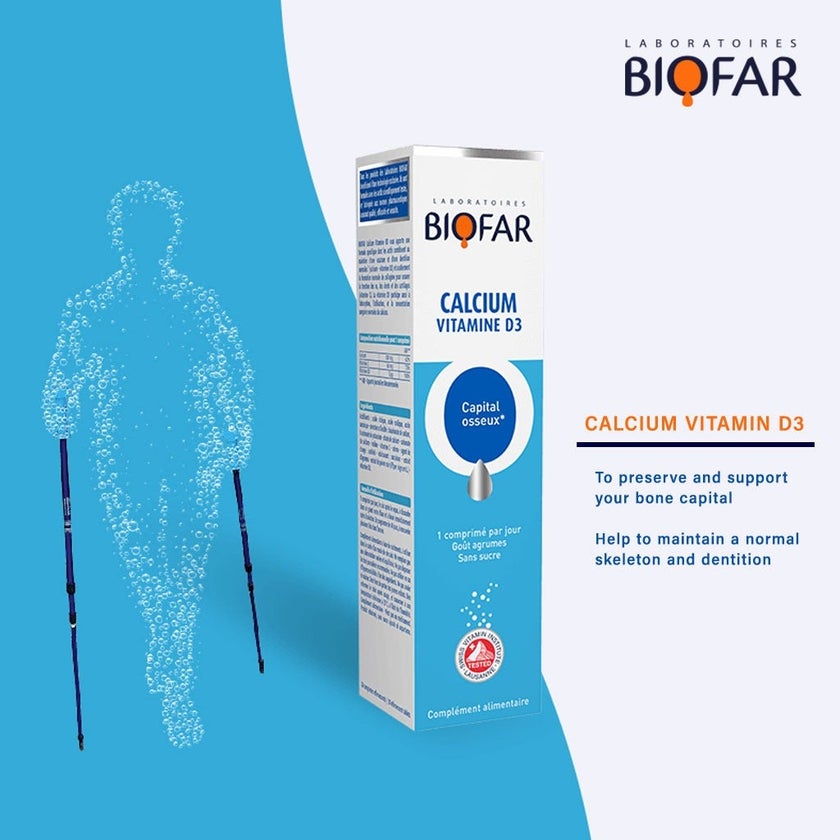 Biofar Vital Calcium Vitamin D3 Bone Capital Effervescent Tablets, Citrus Flavor, Pack of 20's