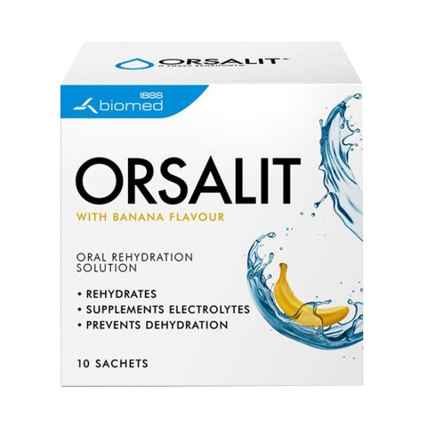 Orsalit With Banana Flavor Oral Rehydration Solution Powder Sachets, Pack of 10's