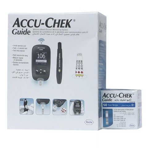 Accu-Chek Guide Blood Sugar Monitor + Blood Sugar Test Strips 50's