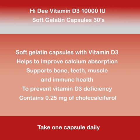 Hi Dee Vitamin D3 10000IU - 30 Softgels