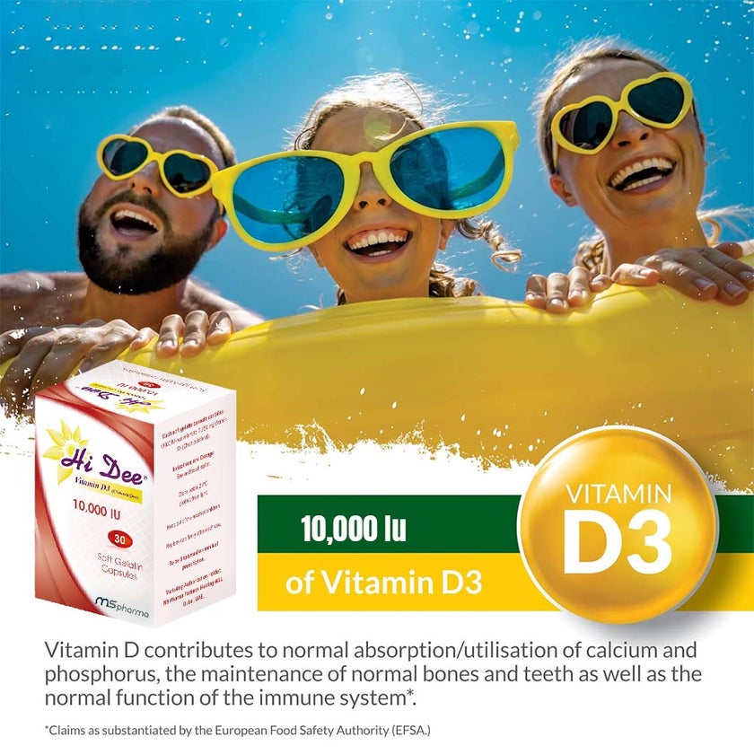 Hi Dee Vitamin D3 10000IU Soft Gelatin Capsules, Pack of 30's