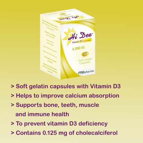 Hi Dee Vitamin D3 5000IU - 30 Softgels