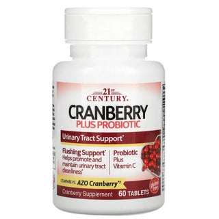 21st Century Cranberry Plus Probiotic Tablets For Urinary Tract Support, Pack of 60's