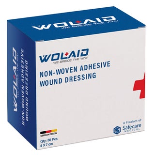 Wolaid Non Woven Adhesive Sterile Wound Dressing 6*7cm, Pack of 50’s 