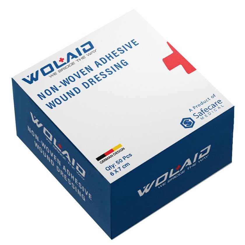 Wolaid Non Woven Adhesive Sterile Wound Dressing 6*7cm, Pack of 50’s 