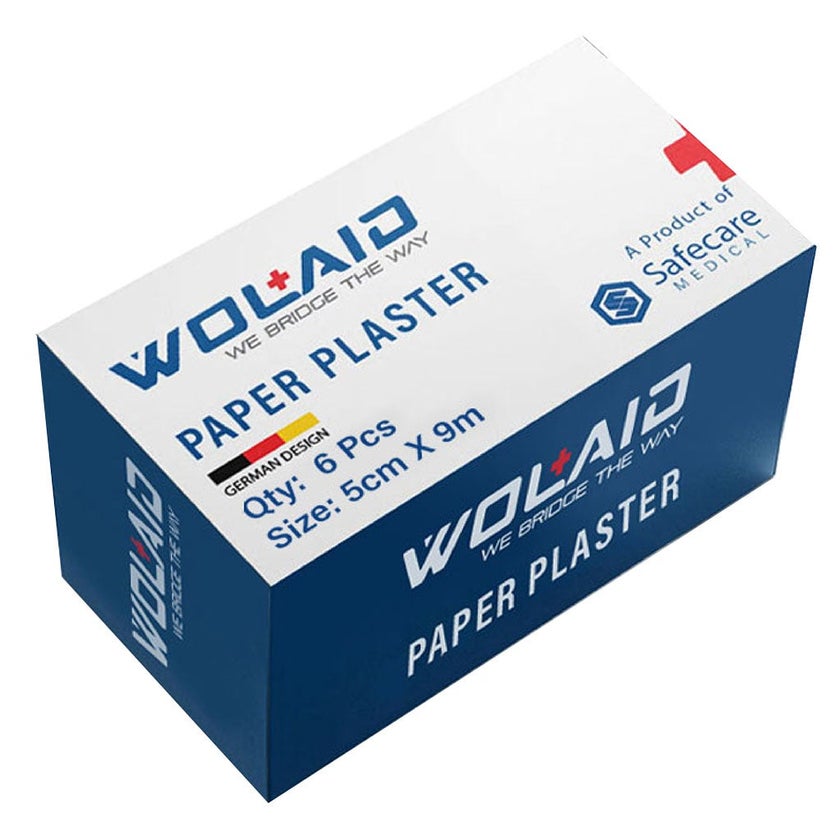 Wolaid Paper Plaster Roll For Wound Dressing 5cm*9m, Pack of 6’s