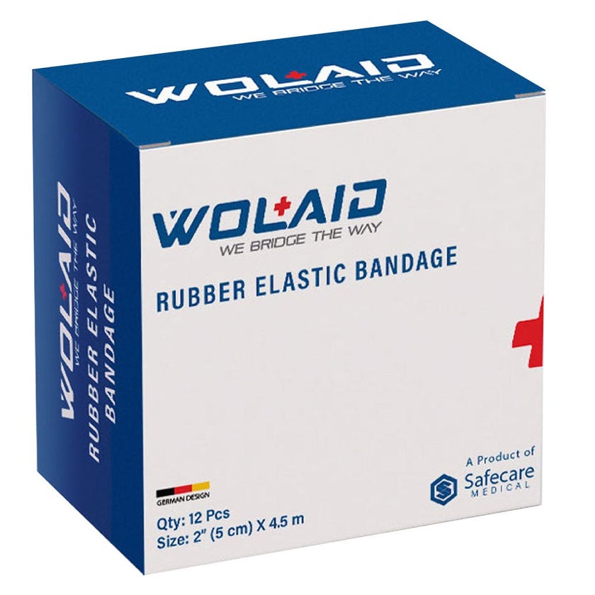 Wolaid Rubber Elastic Bandages 5cm* 4.5m, Pack of 12’s 
