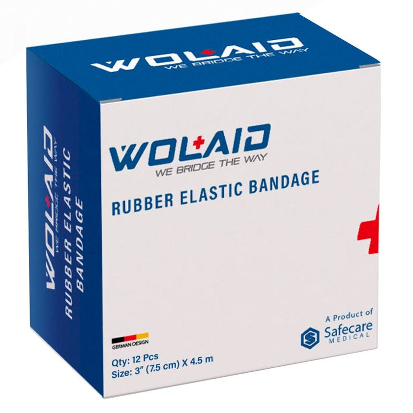 Wolaid Rubber Elastic Bandages 7.5cm* 4m, Pack of 12’s 