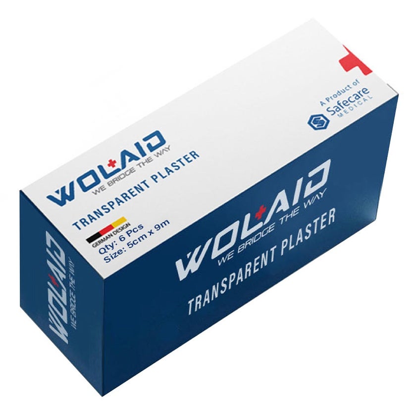 Wolaid Transparent Plaster Roll For Wound Dressing 5cm*9 m, Pack of 6’s