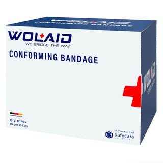 Wolaid Wound Dressing Conforming Bandage 10cm*4m, Pack of 12’s