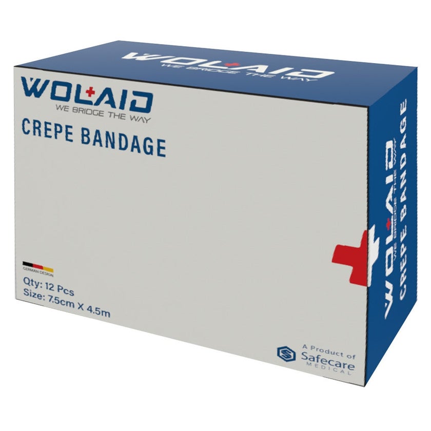Wolaid Crepe Bandages For Pain Relief 7.5cm, Pack of 12’s 