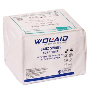 Wolaid Non Sterile Gauze Swabs 10 x 10 cm, 12 Ply, Pack of 100's