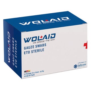 Wolaid ETO Sterile Gauze Swabs 7.5*7.5cm, 12 Ply, Pack of 20*5