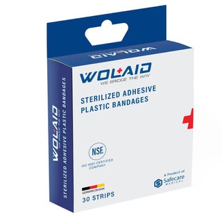 Wolaid Sterilized Adhesive Plastic Bandages 19mm*75mm, Pack of 30’s
