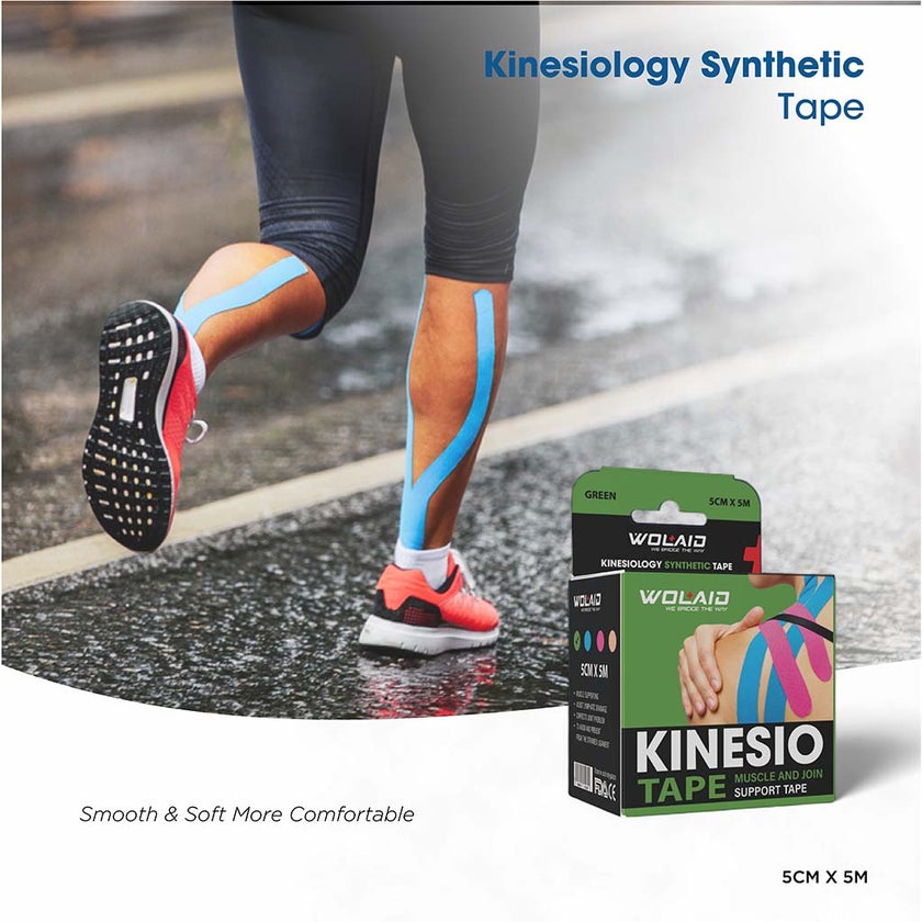 Wolaid Kinesiology Synthetic Tape 5cm For Muscle & Joint Support - Assorted Color, Pack of 1’s 