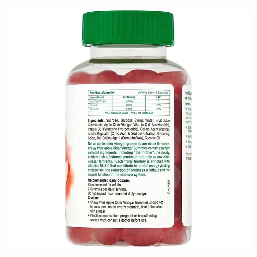 Chewy Vites Superfoods Apple Cider Vinegar Adult Gummies, Value Pack of 2 x 60’s 