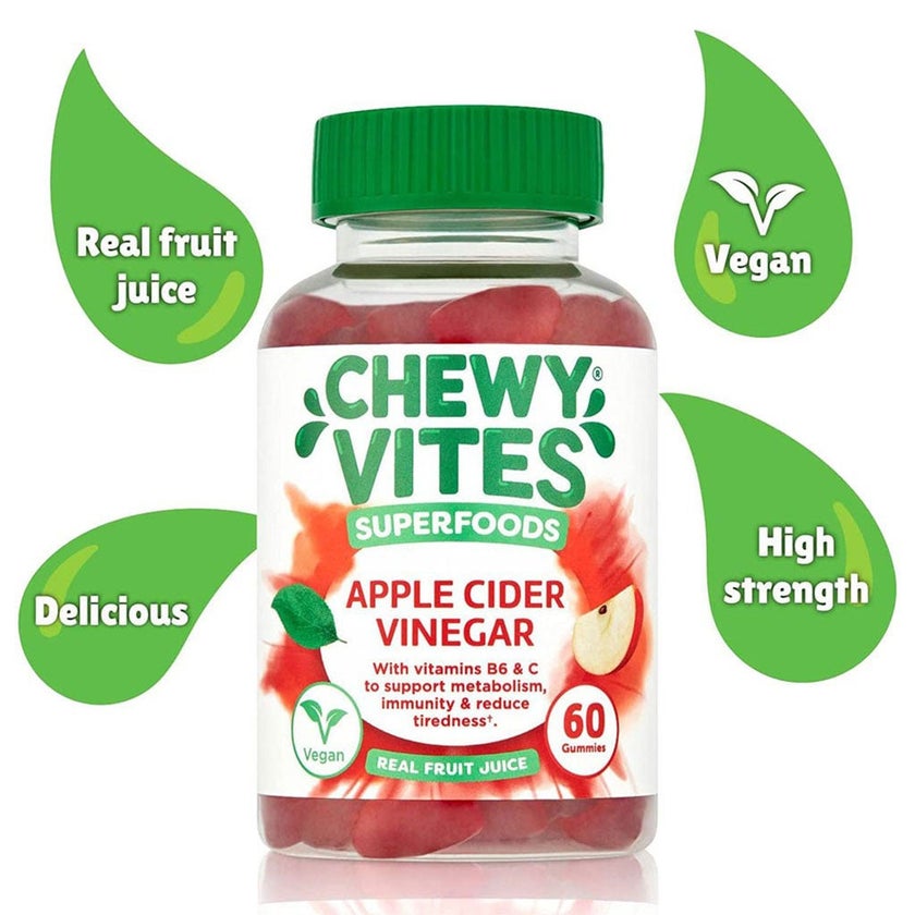 Chewy Vites Superfoods Apple Cider Vinegar Adult Gummies, Value Pack of 2 x 60’s 