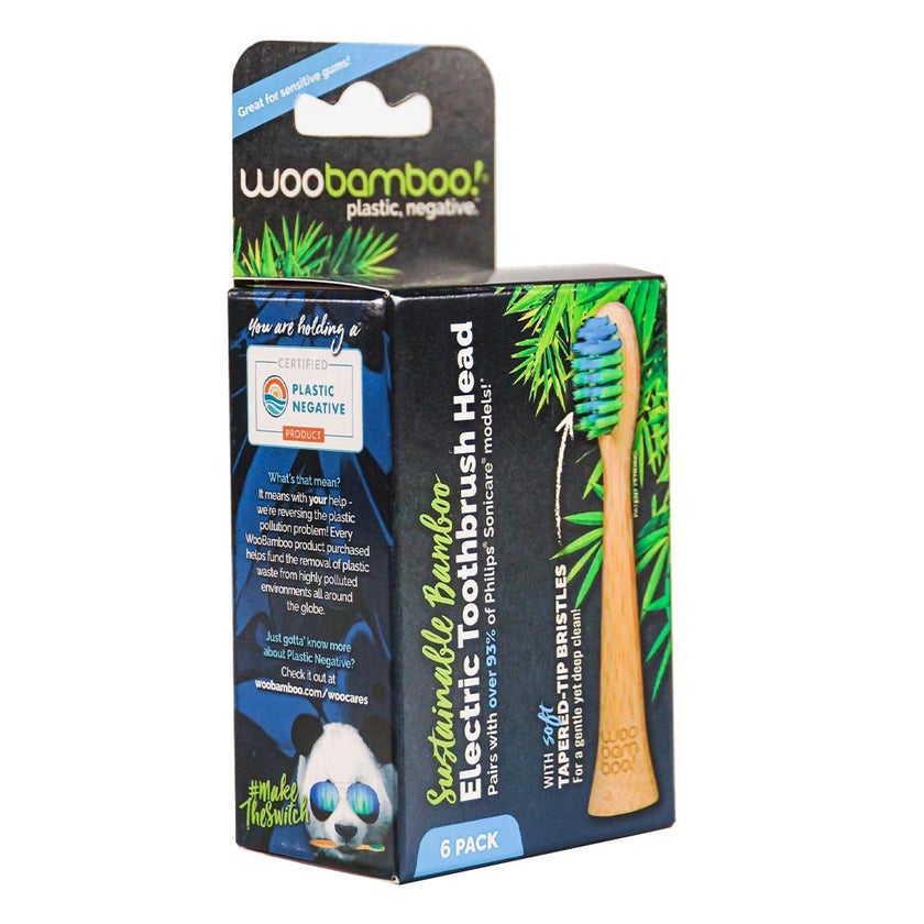 Woobamboo Sustainable Bamboo Electric Toothbrush Head, Pack of 6's
