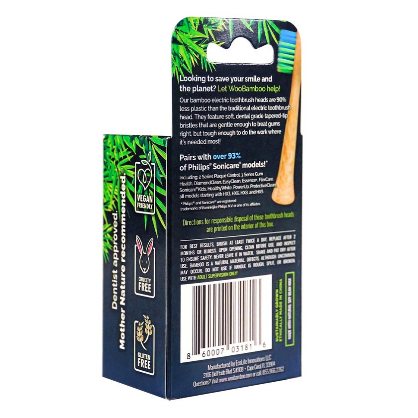 Woobamboo Sustainable Bamboo Electric Toothbrush Head, Pack of 6's