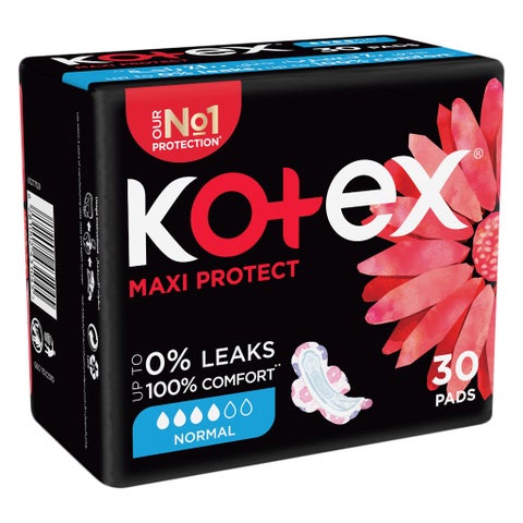 Kotex Maxi Protect Thick Pads With Wings, Normal Size, Pack of 30's