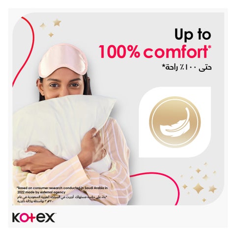 Kotex Maxi Protect Thick Sanitary Pads With Wings For Overnight Protection, Pack of 24's