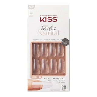 Kiss Salon Acrylic Natural Long Nails, Pack of 28's - KSAN06