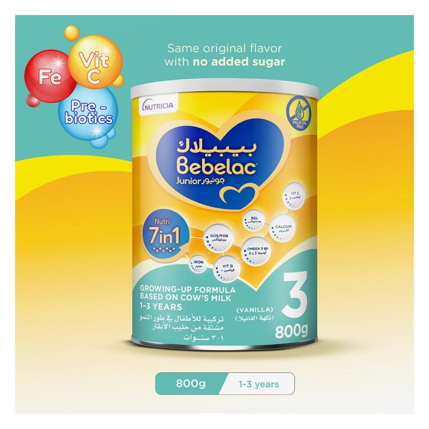 Bebelac Junior Nutri 7 In 1 Stage 3 Toddlers Milk Formula For 1 To 3 Years 800g