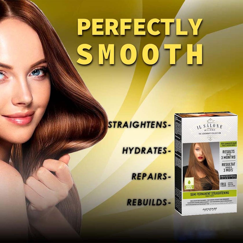 Alfaparf IL Salone Milano Semi Permanent Hair Straightening Treatment Kit With Keratin & Argan Oil Kit For Damaged Hair