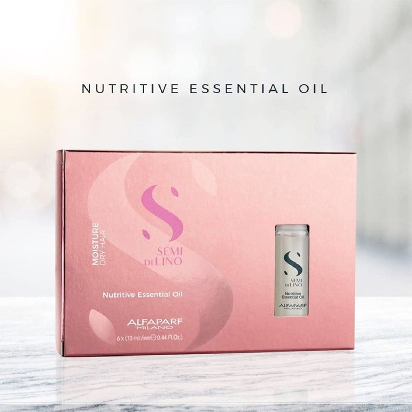 Alfaparf Milano Semi Di Lino Moisture Nutritive Essential Hair Oil For Dry Hair, Pack of 6 x 13ml Vials