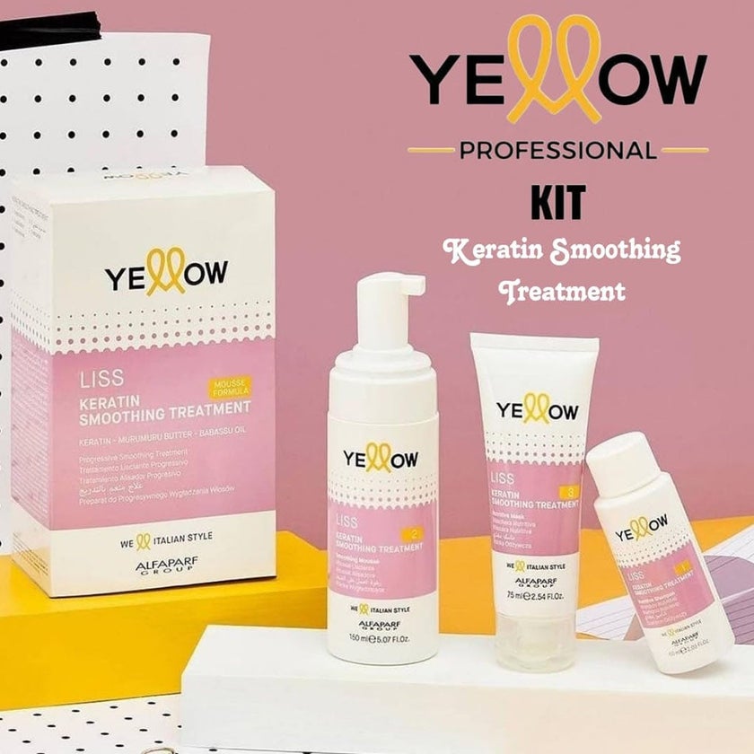 Alfaparf Yellow Liss Keratin Smoothing Treatment Kit, Semi Permanent Smoothing Treatment For Frizz Hair