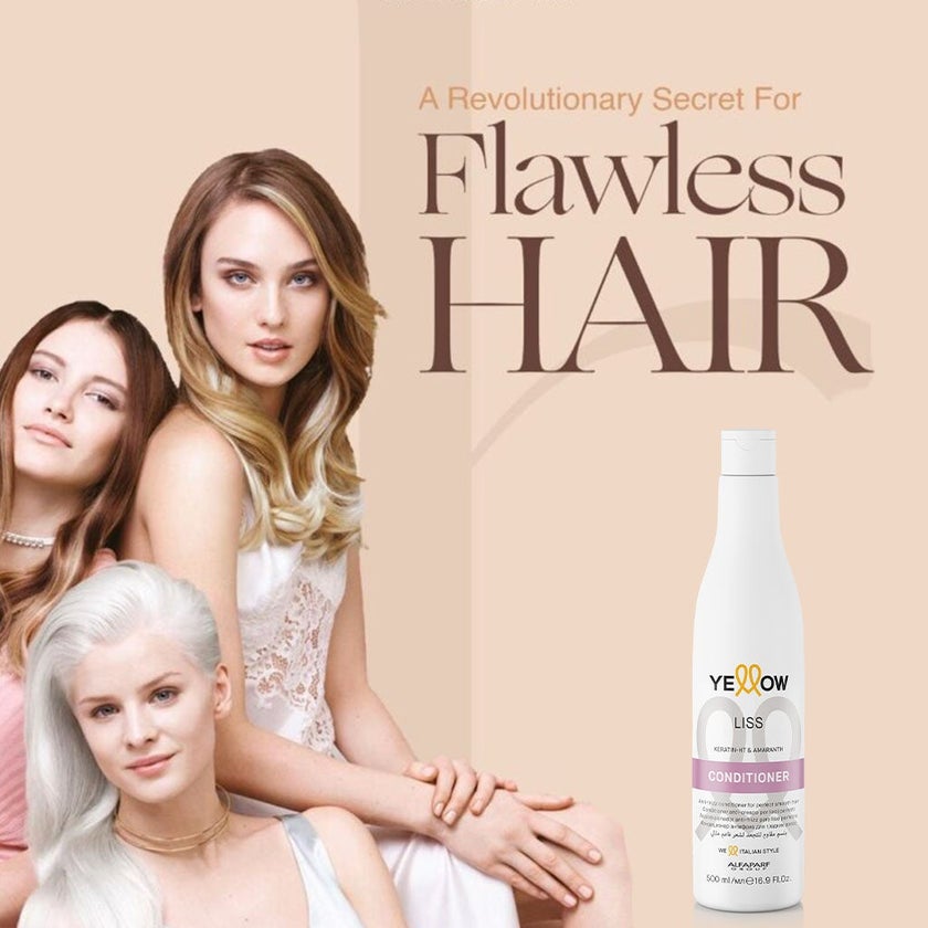 Alfaparf Yellow Liss Professional Anti-Frizz Smoothing Conditioner With Keratin HT & Amaranth For Frizz Hair 500ml
