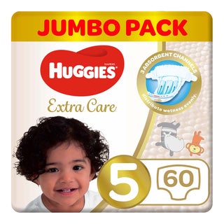 Huggies Extra Care Baby Diapers, Size 5, 12-22Kg, Jumbo Pack of 60's
