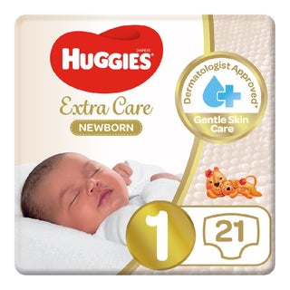 Huggies Extra Care Newborn Diapers, Size 1, Up to 5Kg, Pack of 21's