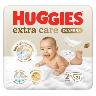 Huggies Extra Care Newborn Diapers, Size 2, 4-6Kg, Pack of 21's