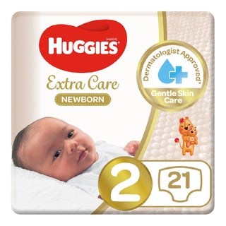 Huggies Extra Care Newborn Diapers, Size 2, 4-6Kg, Pack of 21's