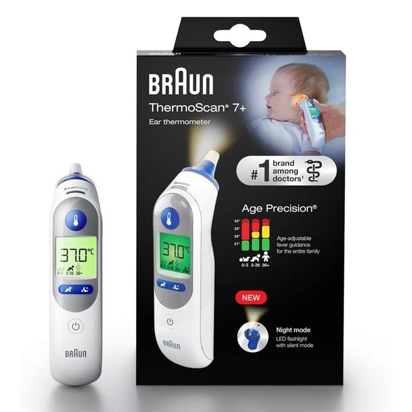 Braun Thermoscan 7+ Ear Thermometer with Age Precision and Night Mode IRT6525