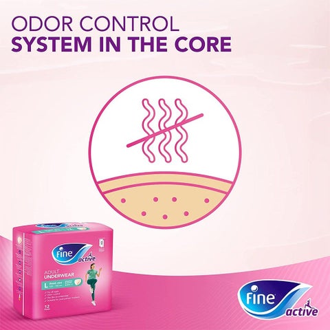 Fine Care Underwear Style Pull Up Adult Diaper For Incontinence & Postpartum, Large, Pack of 12's