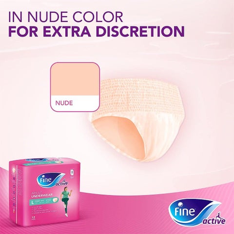 Fine Care Underwear Style Pull Up Adult Diaper For Incontinence & Postpartum, Large, Pack of 12's