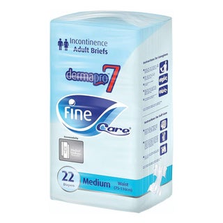Fine Care Adult Diaper Dermapro7 Briefs Medium, Pack of 22's - 216417