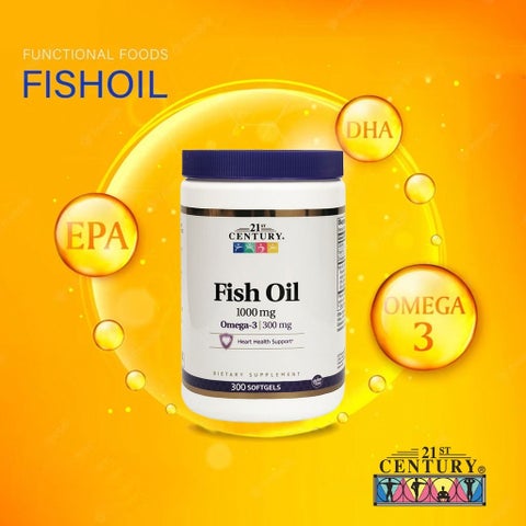 21st Century Omega 3 1000mg Fish Oil Softgels, Pack of 300's