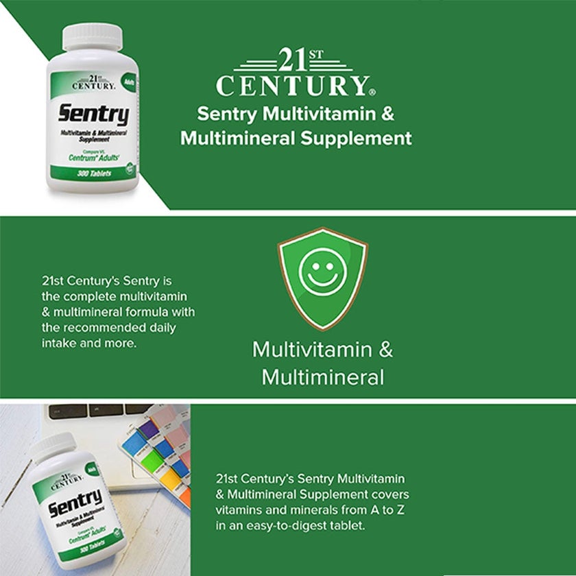 21st Century Sentry Adult Multivitamin & Multimineral Supplement Tablets, Pack of 300's