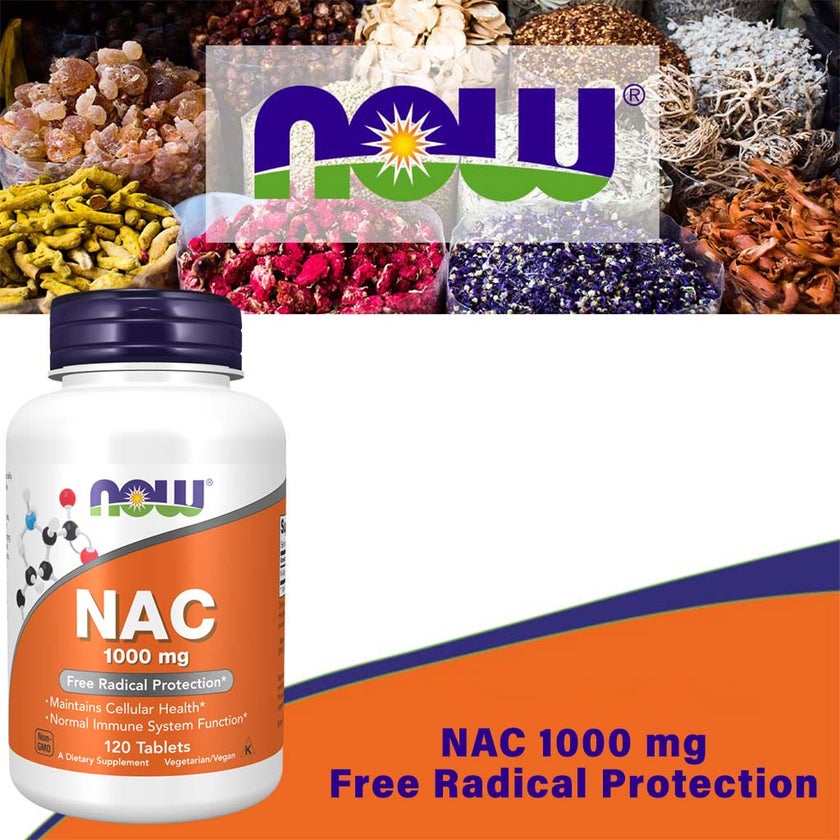 Now N-Acetyl Cysteine 1000mg Vegetarian Tablets, Pack of 120's