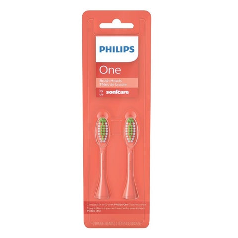 Philips Sonicare One Replacement Brush Head Miami Coral BH1022/01, Pack of 2's
