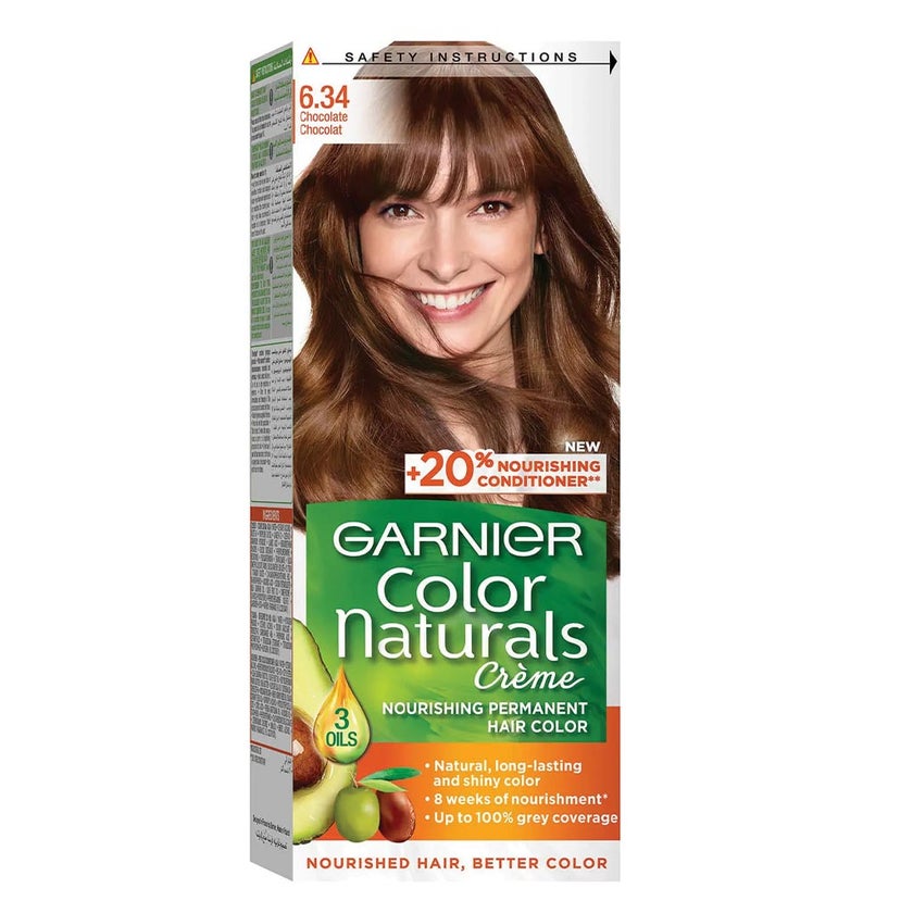 Garnier Color Naturals Cream Hair Color 6.34 Chocolate Kit