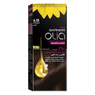 Garnier Olia Permanent Hair Color 4.15 Iced Chocolate Kit